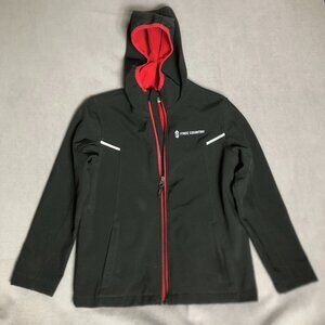 Free Country Youth Boys Hooded Jacket Large 7/8 Black Soft Shell Reflective